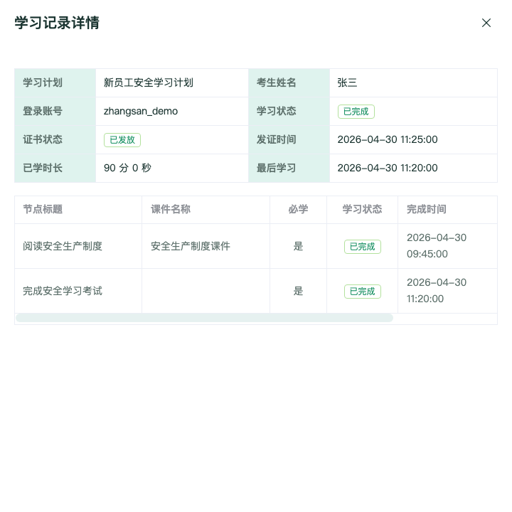 学习记录详情