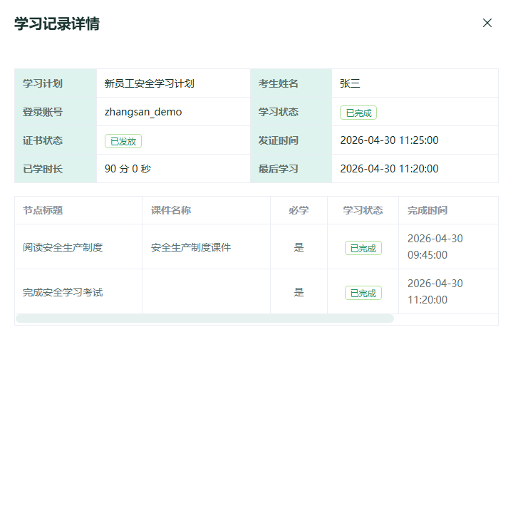 学习记录详情