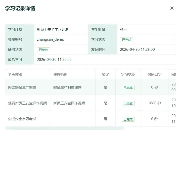 学习记录详情